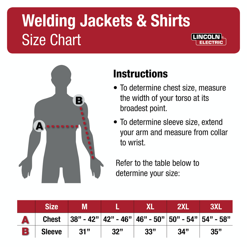 Lincoln Welding Jacket Sizing Chart